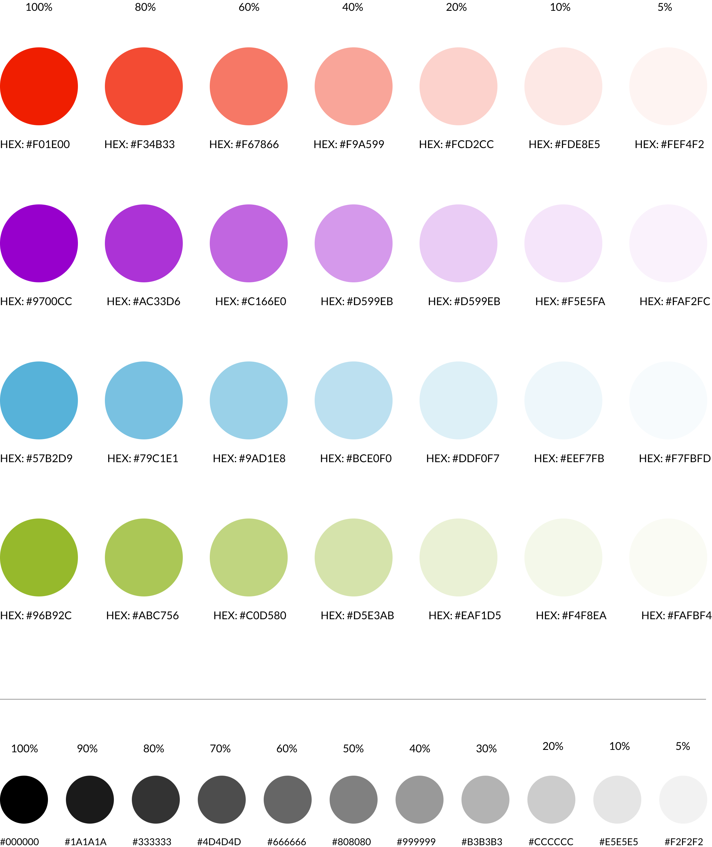 UMO:s färger i olika toningar