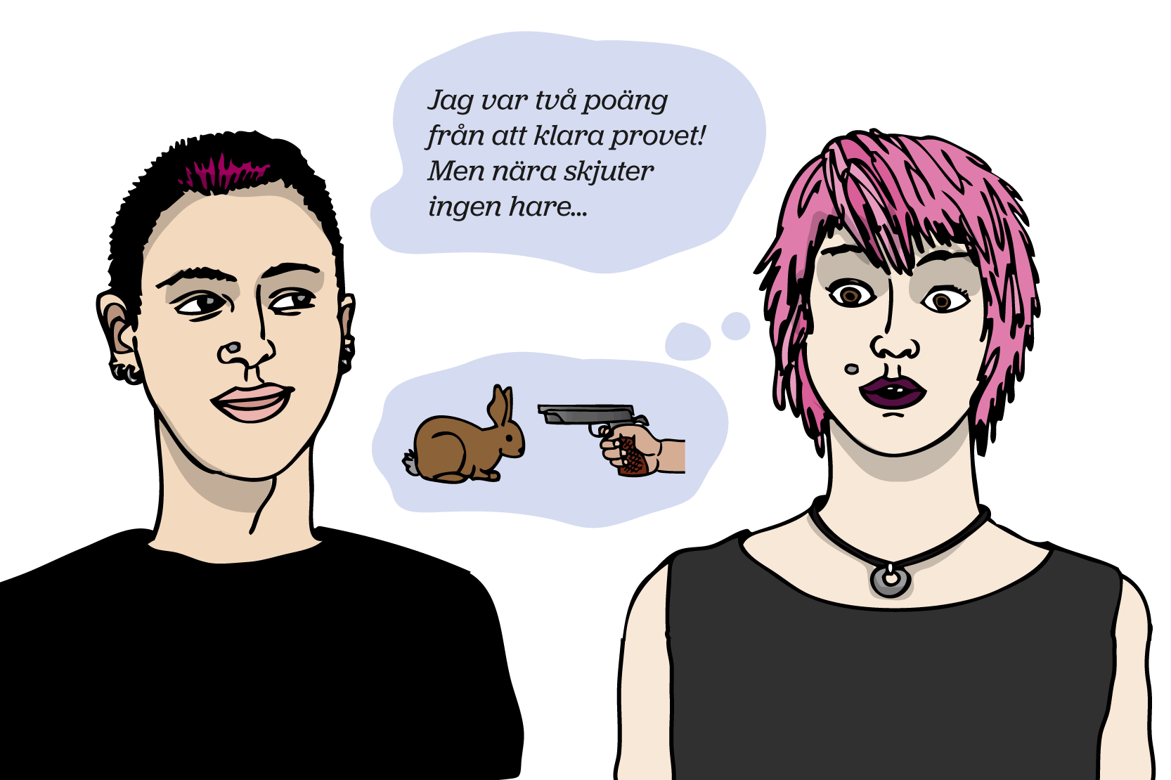 Två personer pratar. Den ena säger: 
