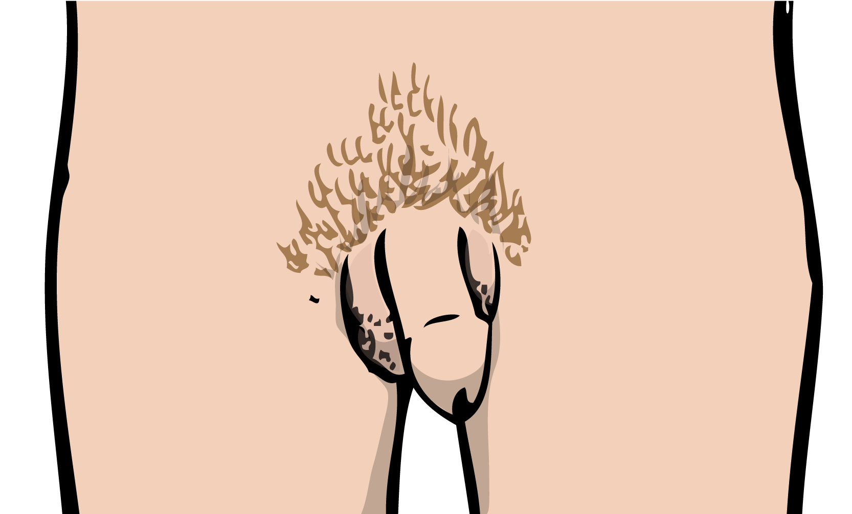 Närbild på penis och pung, illustration.