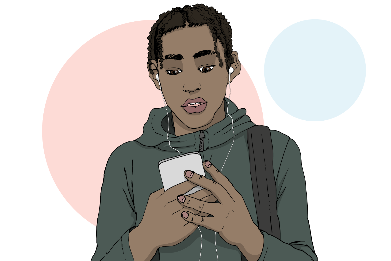 En person som tittar på sin mobil
