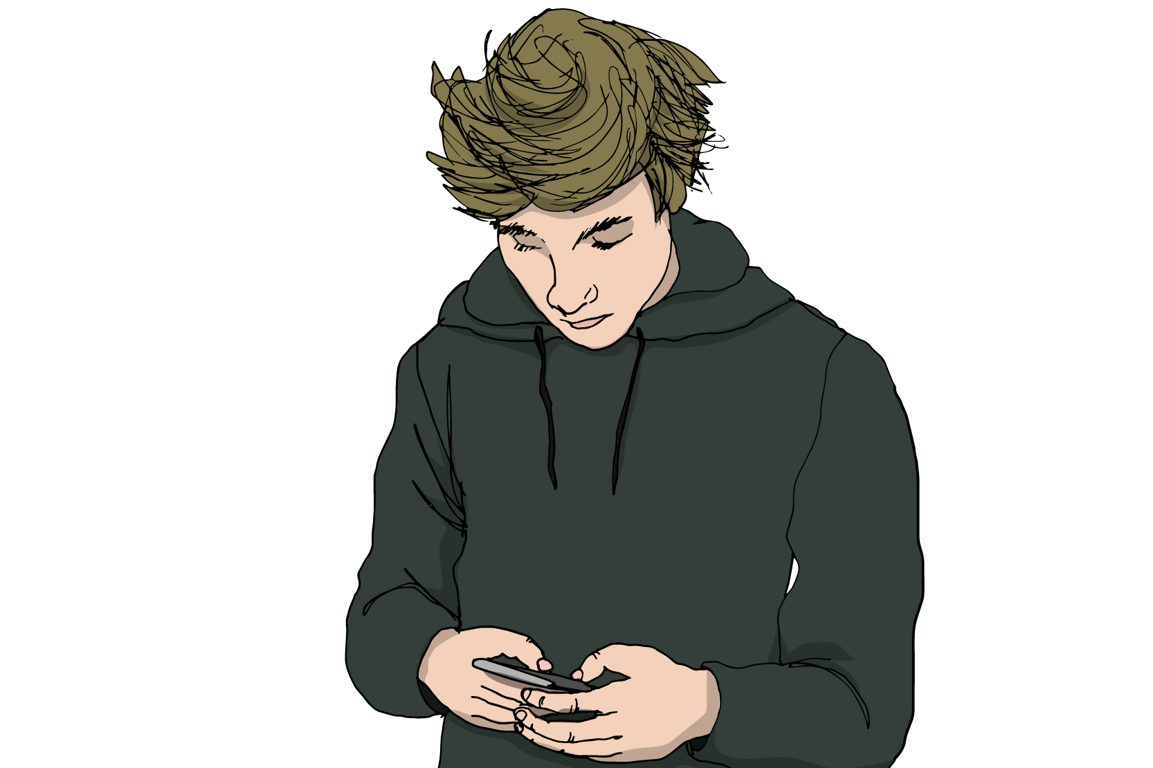 En person skriver på sin mobil.