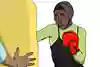 En person slår mot en boxningssäck. Illustration.
