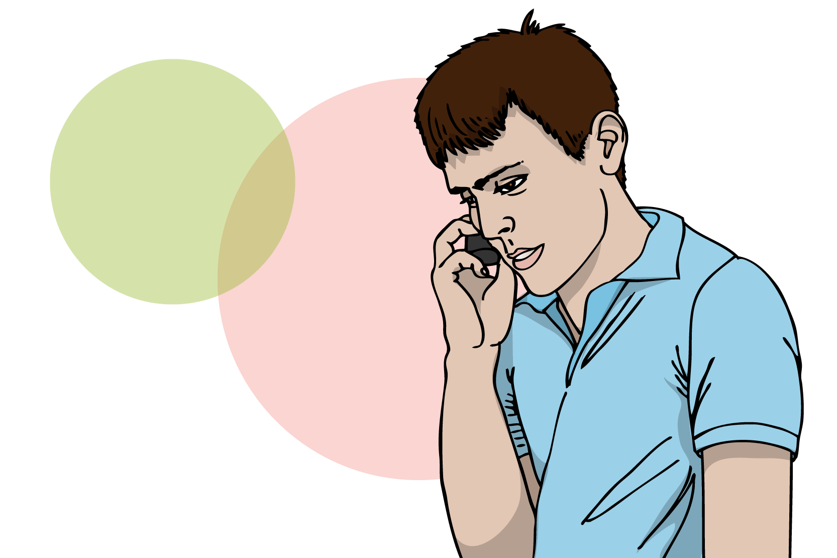 En person som pratar i en mobiltelefon. Illustration.