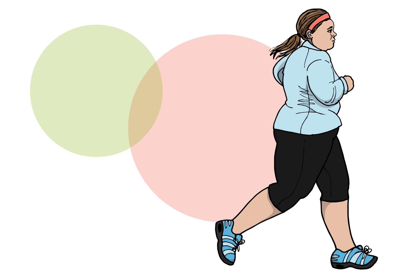 En person i träningskläder som joggar. Illustration.