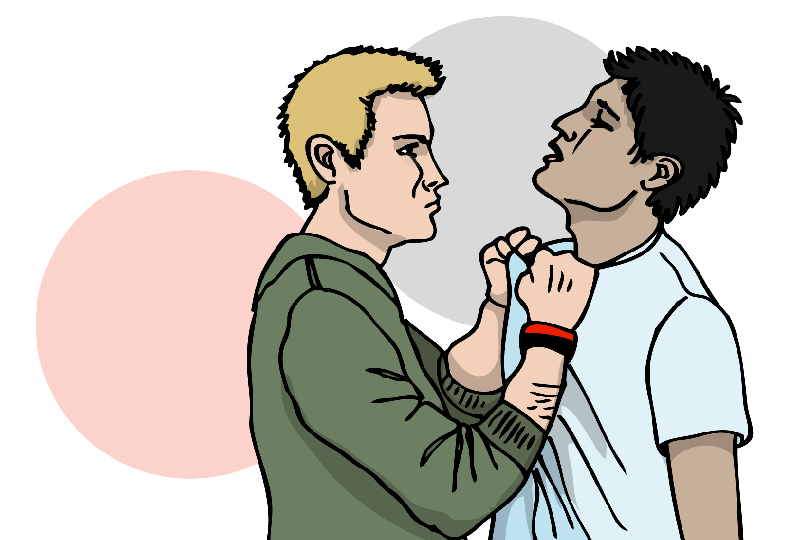 En person som är hotfull mot en annan person. Illustration.