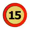 Trafikskylt där det står 15. Illustration.