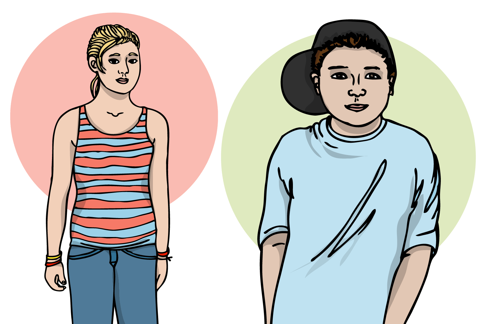 Två personer, illustration.