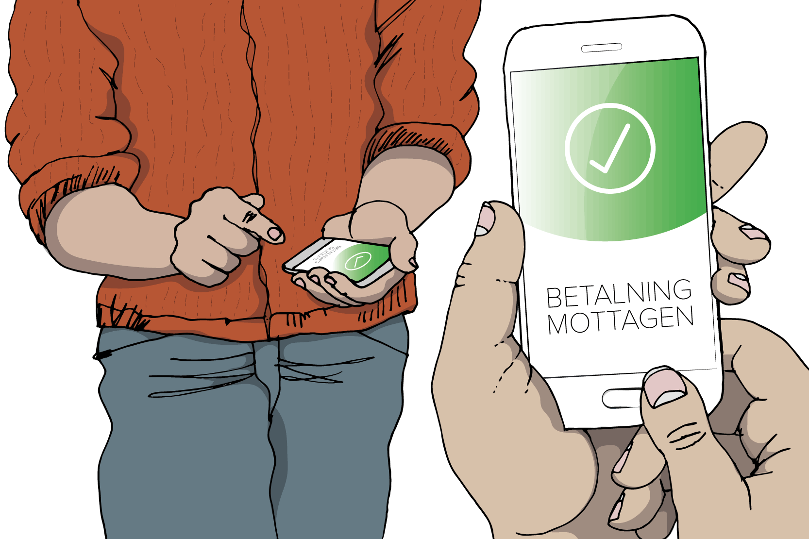 Betalapp i mobiltelefon. 