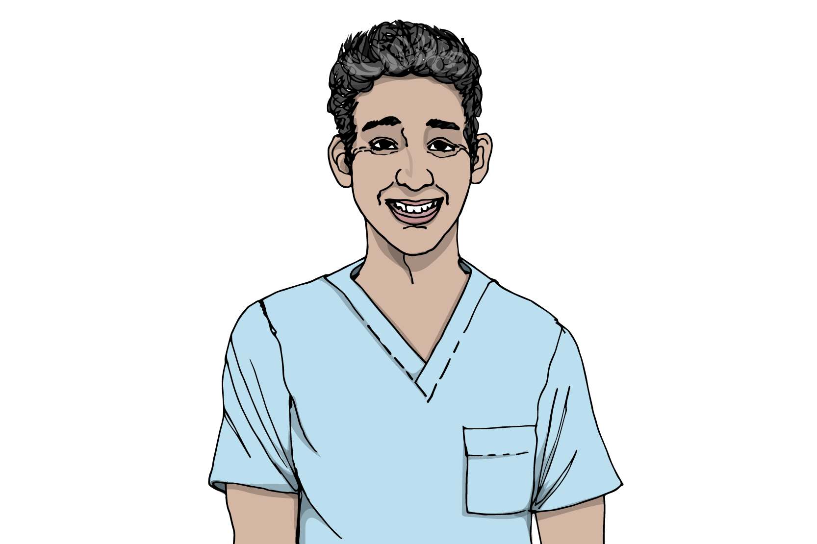 Person i vårdkläder. Illustration
