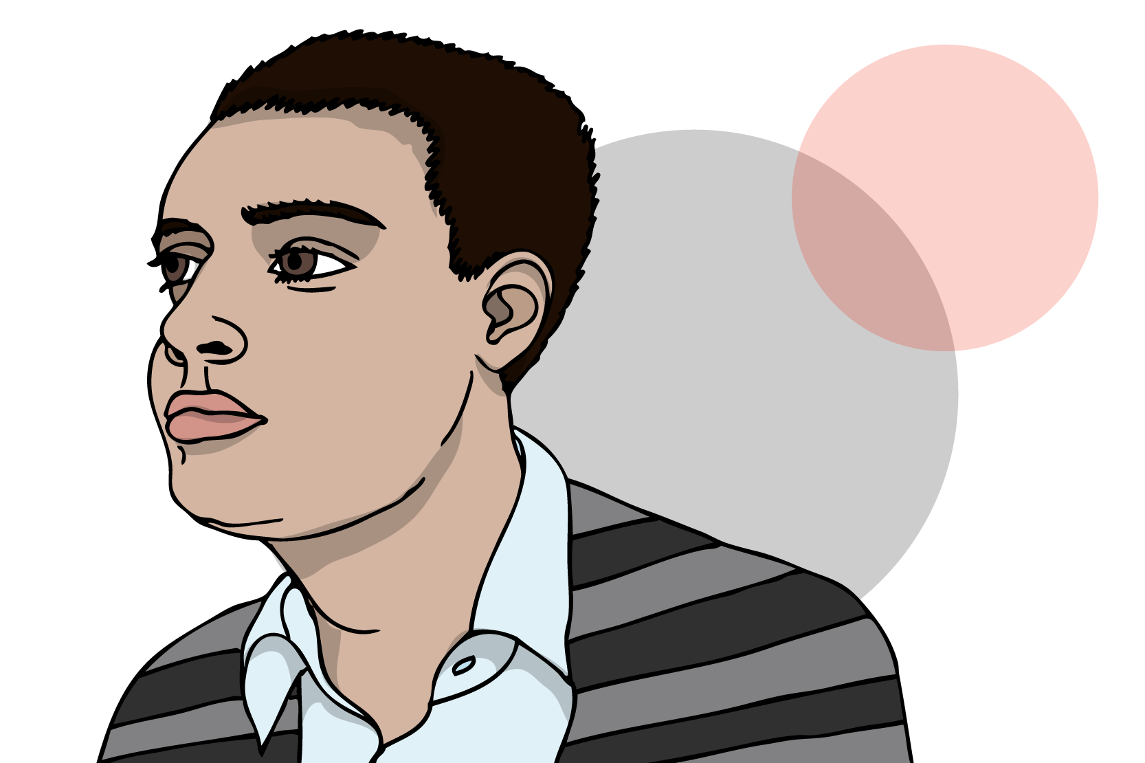 En person som ser ledsen och fundersam ut. Illustration.